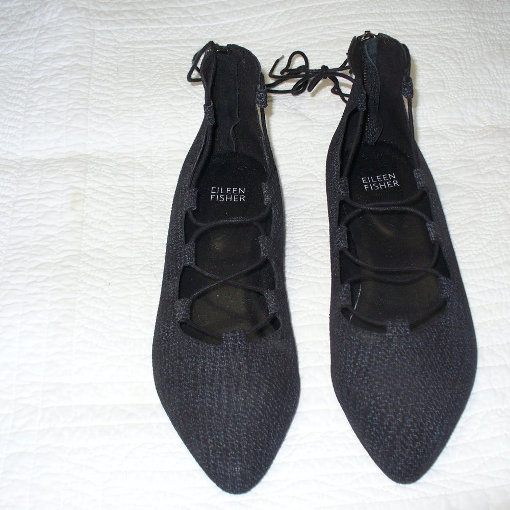 Eileen Fisher Dark Gray Lace Up Shoes, Sz 7